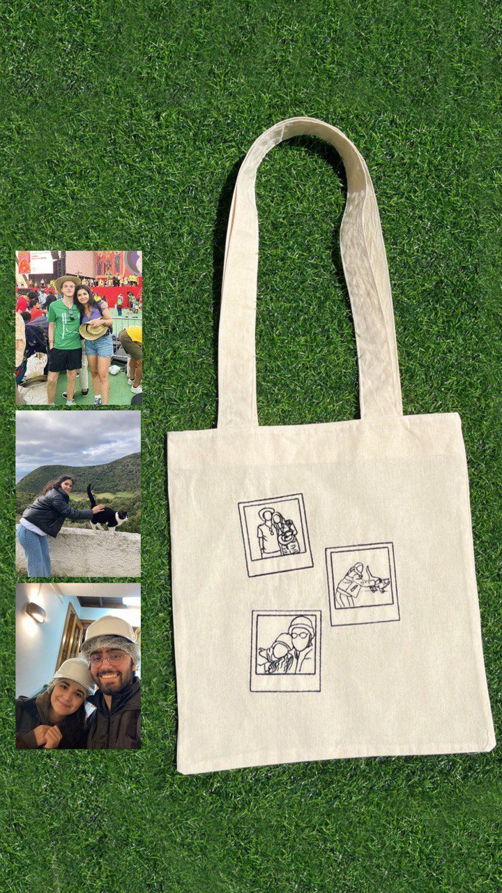 TOTE BAG EM BEGE COM FOTOGRAFIAS POLAROID