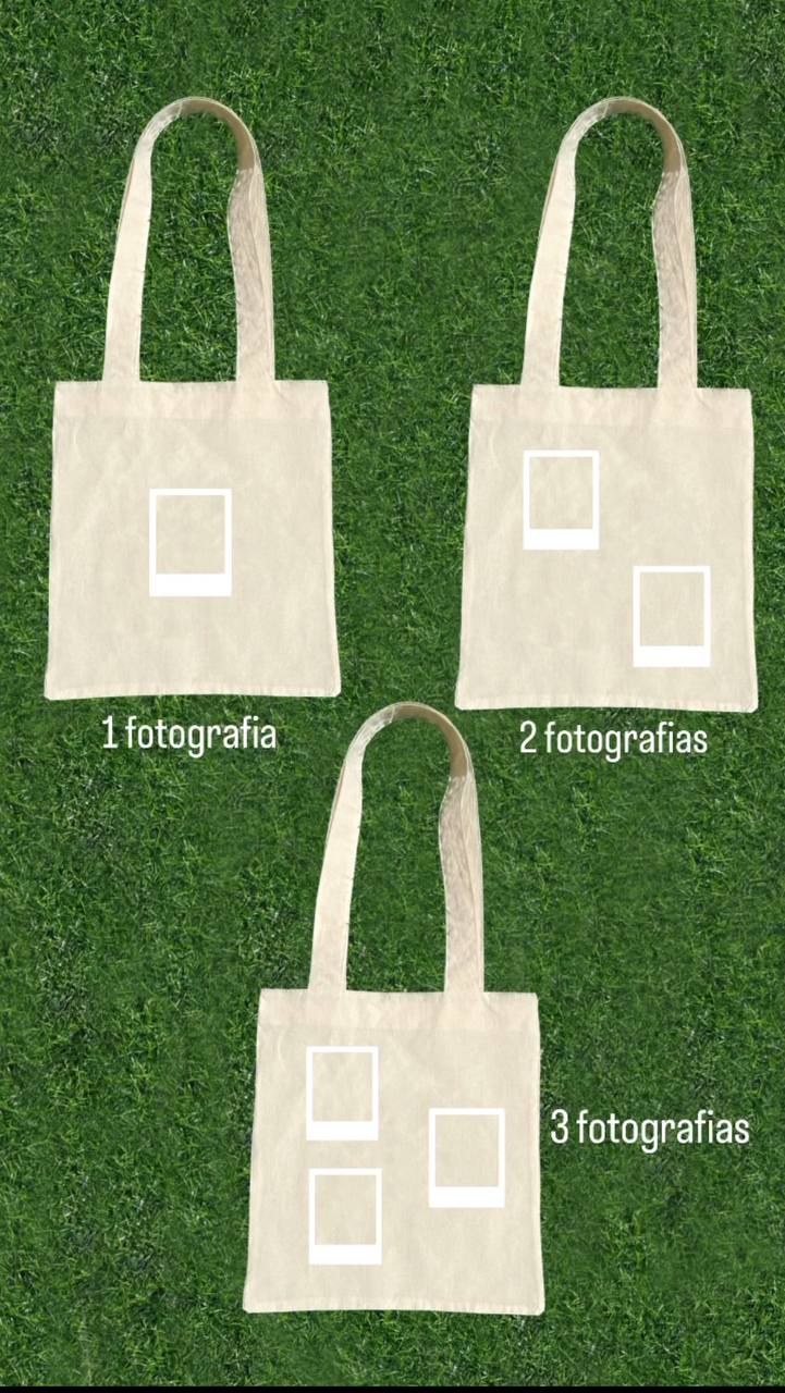 TOTE BAG EM BEGE COM FOTOGRAFIAS POLAROID